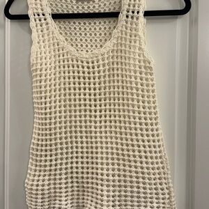 Cream Crochet Sleeveless Top